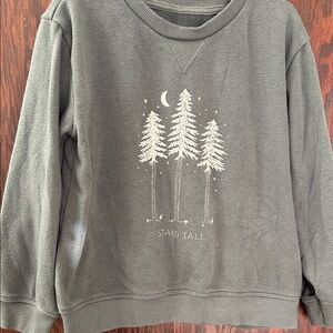 Green Sweatshirt with Tree Design